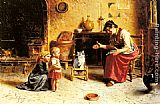Eugenio Zampighi A Child's First Step painting